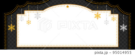 昔の劇場風フレーム・背景素材 雪のオーナメント付/黒(バナー向け横長) 昔の劇場風フレーム・背景素材 雪のオーナメント付/黒(バナー向け横長) 95014955
