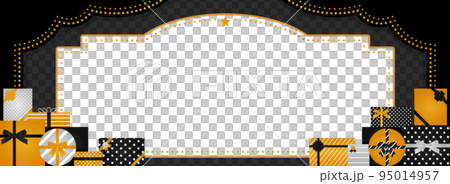 舊劇院式框架/背景材料一堆禮物/黑色(橫幅水平) 舊劇院式框架/背景材料一堆禮物/黑色(橫幅水平) 95014957