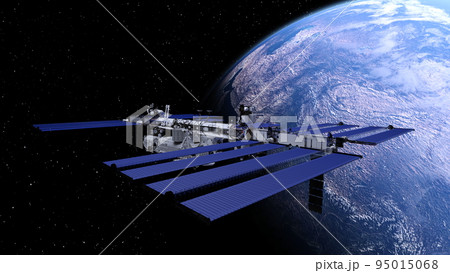 人工衛星と地球 95015068