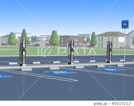電気自動車　EV　充電スタンド　背景 95015212