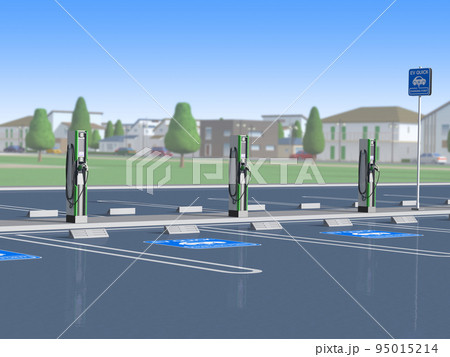 電気自動車　EV　充電スタンド　背景 95015214