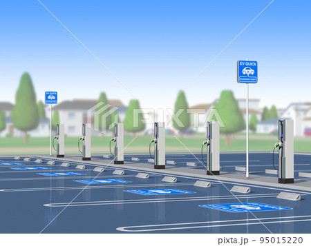 電気自動車　EV　充電スタンド　背景 95015220