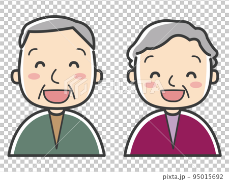 Illustration of an elderly person smiling Illustration of an elderly person smiling 95015692