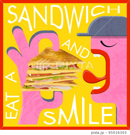 Cool fast food poster. National Sandwich Day. Trendy style banner Day of the Sandwich 95016303