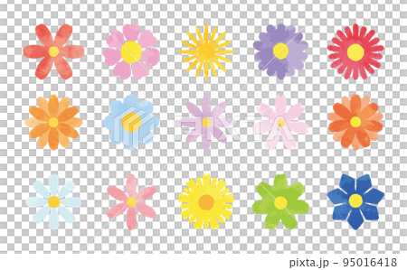一組五顏六色的花朵 95016418