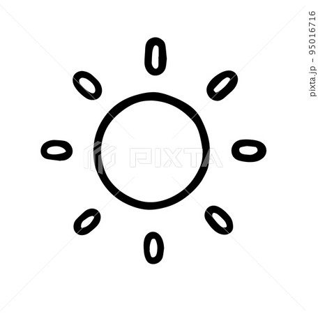 太陽、晴れ、お日様、ポカポカ陽気、白黒、線画 太陽、晴れ、お日様、ポカポカ陽気、白黒、線画 95016716