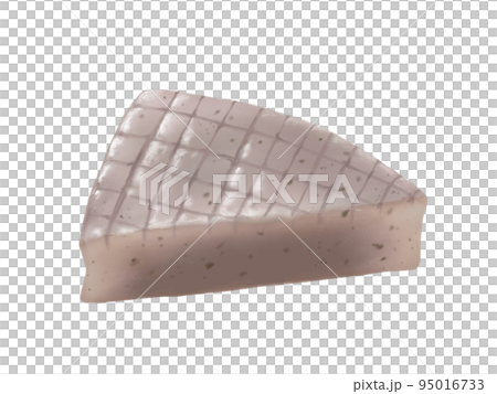 Realistic watercolor illustration of a slice of konjac with a cut in it Realistic watercolor illustration of a slice of konjac with a cut in it 95016733