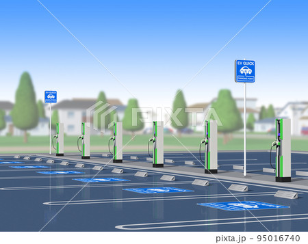 電気自動車　EV　充電スタンド　背景 95016740