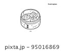 小籠包のイラスト（線画、モノクロ） 95016869