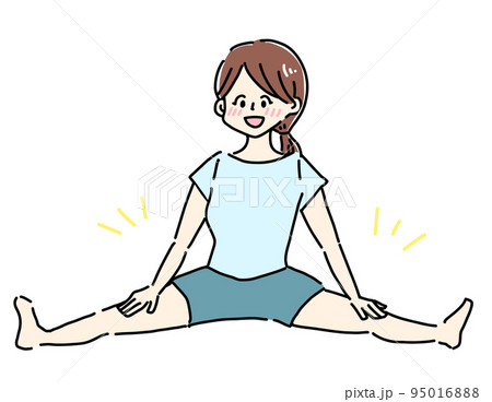 ストレッチする女性　開脚　文字無 95016888
