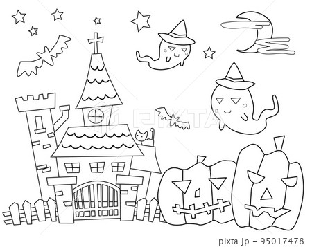 可愛いハロウィンの塗り絵01 95017478