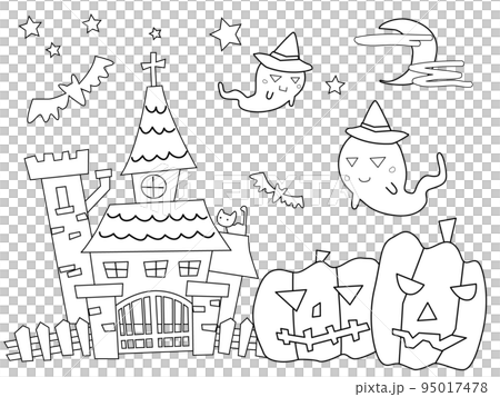 可愛いハロウィンの塗り絵01 95017478