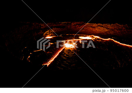 Panorama Erta Ale volcano crater, melting lava, Danakil depressi 95017600