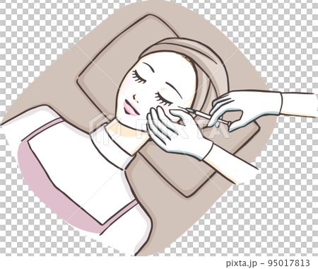 美容外科クリニックでシワ取り注射をする女性 95017813