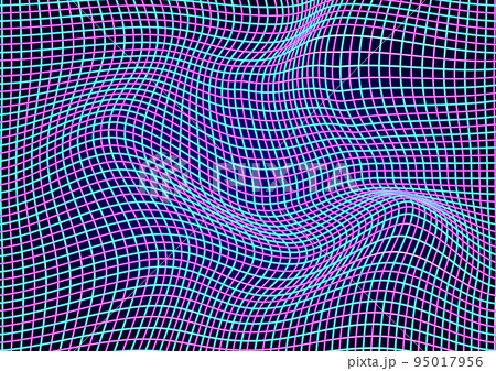 Distorted wavy lines abstract background vector illustration, curve It has a pink and blue straight line pattern. Distorted wavy lines abstract background vector illustration, curve It has a pink and blue straight line pattern. 95017956