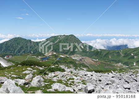立山一ノ越峠2705mから室堂平 大日岳を見おろす 95018168