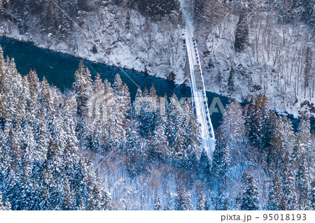 【冬】只見線 第一只見川橋梁【深雪】 95018193