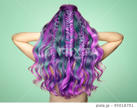 Beauty fashion model girl with colorful dyed hair 95018701