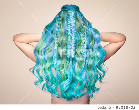 Beauty fashion model girl with colorful dyed hair 95018702
