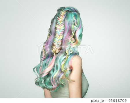 Beauty fashion model girl with colorful dyed hair Beauty fashion model girl with colorful dyed hair 95018706