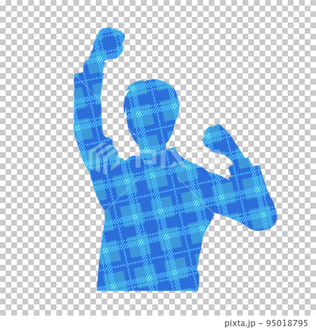 A silhouette of an office worker doing a guts pose, check pattern A silhouette of an office worker doing a guts pose, check pattern 95018795