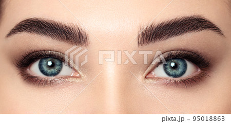 Female eye with long false eyelashes Female eye with long false eyelashes 95018863