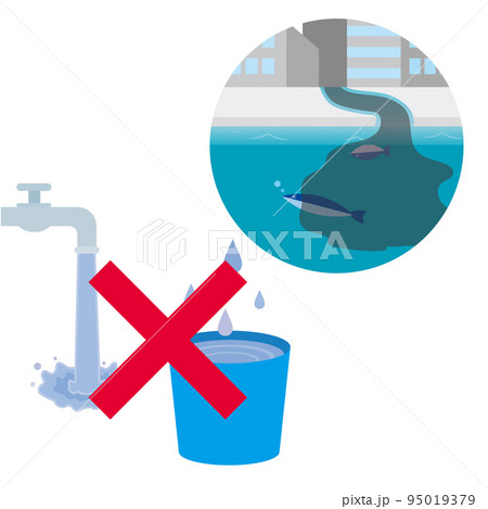 海洋汚染で安全に水が飲めない　イラスト 95019379