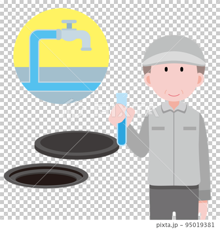 水質チェックをする男性 のイラスト 水質チェックをする男性 のイラスト 95019381