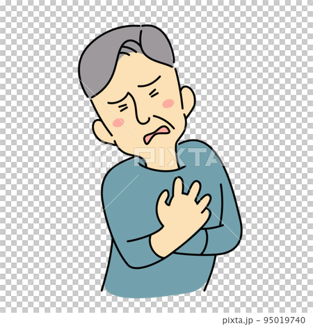 Elderly man suffering from chest pain - Stock Illustration [95019740 ...