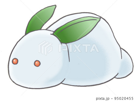 横向きの雪うさぎー水色のイラスト素材 [95020455] - PIXTA