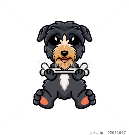 Cute deer hound dog cartoon holding a bone 95021047