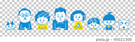 Illustration of a family lined up side by side 95021300