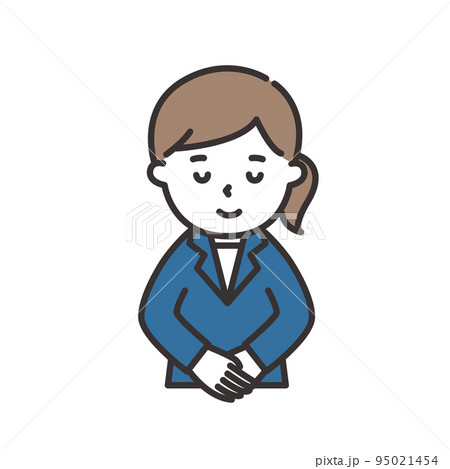 お辞儀をするスーツ姿の若い女性のイラスト お辞儀をするスーツ姿の若い女性のイラスト 95021454
