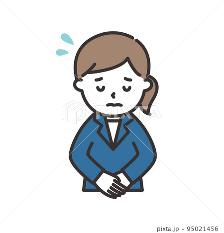 お辞儀をして謝罪するスーツを着た女性のイラスト 95021456