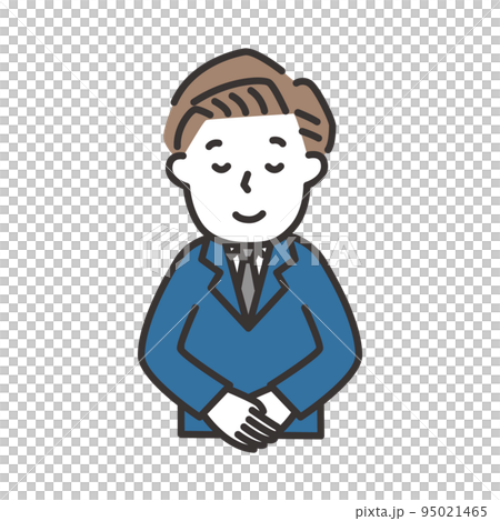 一個穿著西裝的男人鞠躬的插圖 95021465