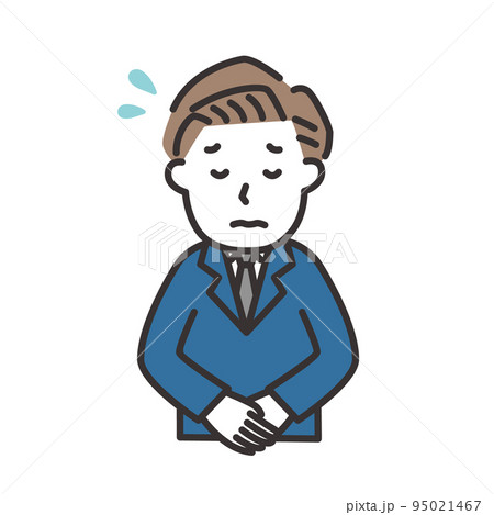 お辞儀をして謝罪するスーツ姿の男性のイラスト 95021467