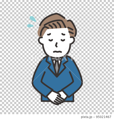 お辞儀をして謝罪するスーツ姿の男性のイラスト 95021467