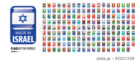 A set of vector icons with flags of countries and with the inscription made in A set of vector icons with flags of countries and with the inscription made in 95021506