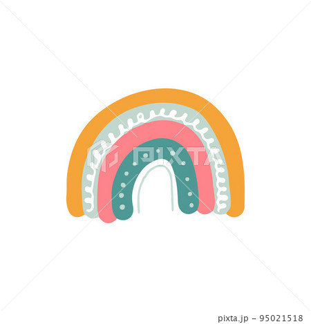 Pastel boho rainbow. Cute hand drawn modern stickers for nursery. Childish colorful clipart Pastel boho rainbow. Cute hand drawn modern stickers for nursery. Childish colorful clipart 95021518