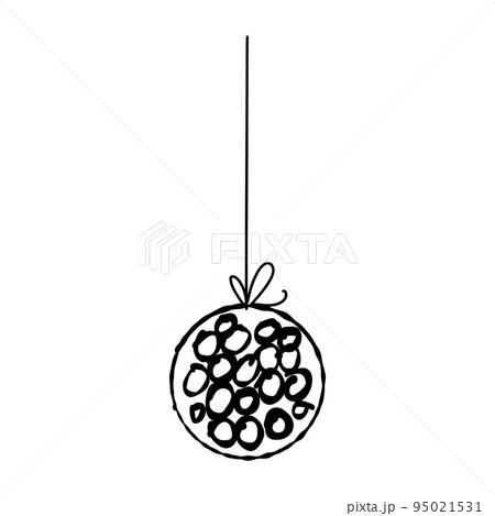 Christmas hand drawn ball. Doodle garland with holiday sketchy bauble Christmas hand drawn ball. Doodle garland with holiday sketchy bauble 95021531
