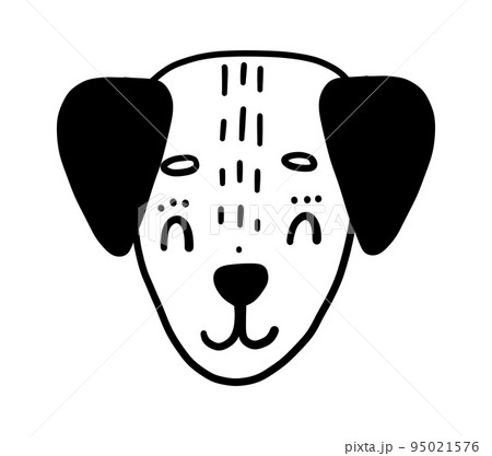 Cute handdrawn dog. Funny doodle puppy. Vector cute cartoon illustration 95021576