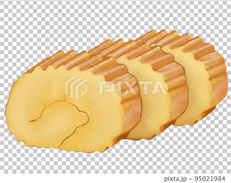 伊達巻をスライスしたリアルなテイストの手描きイラスト 95021984