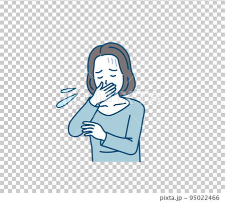 Nausea vomiting middle-aged woman food poisoning symptoms illustration 95022466