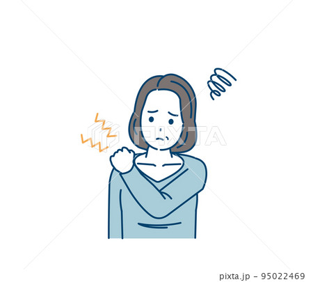 肩こりに困る中年の女性 肩がこる 痛む 症状 イラスト 肩こりに困る中年の女性 肩がこる 痛む 症状 イラスト 95022469