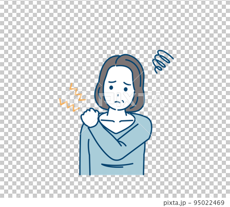 被僵硬的肩膀困擾的中年婦女 僵硬的肩膀疼痛症狀插圖 95022469