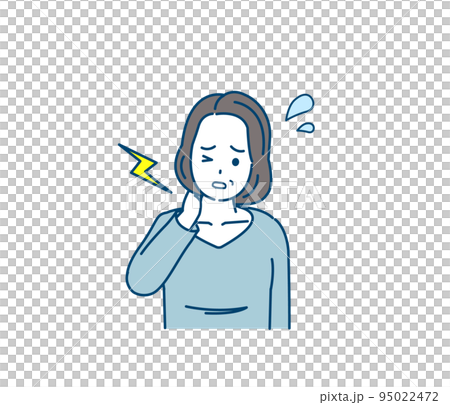 中年婦女頸部疼痛,頸椎,淋巴症狀,插圖 中年婦女頸部疼痛,頸椎,淋巴症狀,插圖 95022472