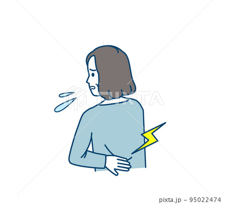 腰痛　腰が痛む中年の女性　ぎっくり腰　ヘルニア　症状　イラスト 95022474