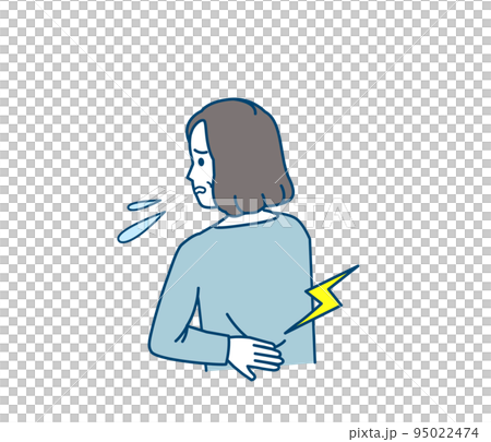 腰痛　腰が痛む中年の女性　ぎっくり腰　ヘルニア　症状　イラスト 95022474