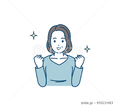元気で健康な中年の女性 リフレッシュ 笑顔 イラスト 元気で健康な中年の女性 リフレッシュ 笑顔 イラスト 95022483