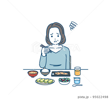 食欲がない 食べれない 味覚障害 中年の女性 ミドル 食事 摂食障害 夏バテ イラスト 食欲がない 食べれない 味覚障害 中年の女性 ミドル 食事 摂食障害 夏バテ イラスト 95022498